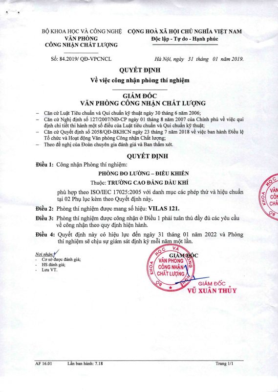 TRƯỜNG CAO ĐẲNG DẦU KHÍ
