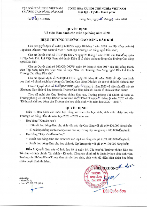 TRƯỜNG CAO ĐẲNG DẦU KHÍ