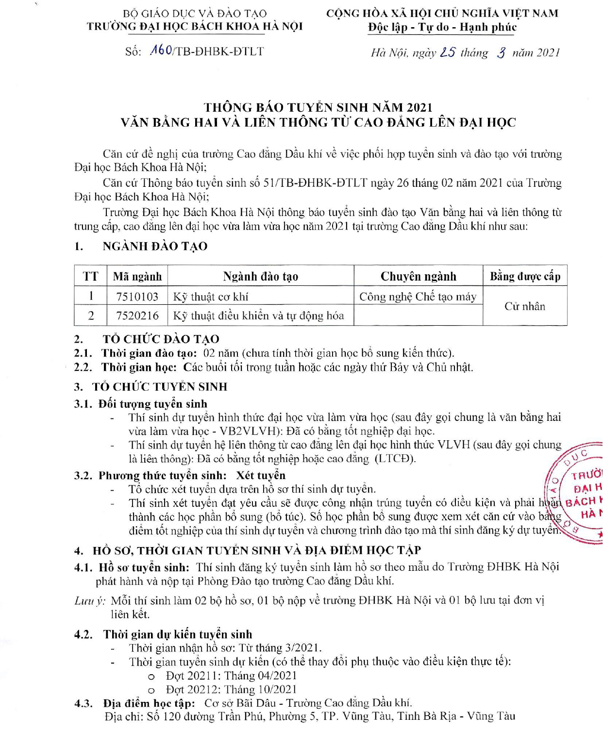 160. Tb Tuyển Sinh 2021 Đh Bk. Hn 0001 Page 0001 1