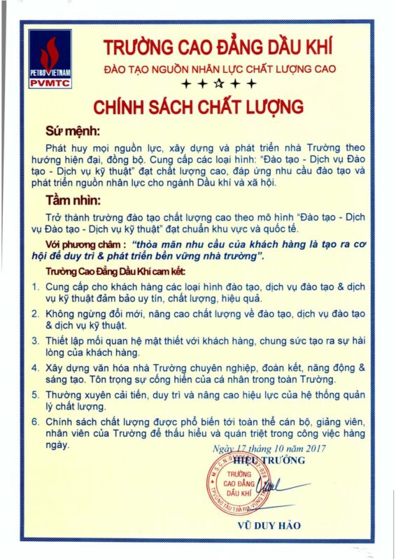 TRƯỜNG CAO ĐẲNG DẦU KHÍ