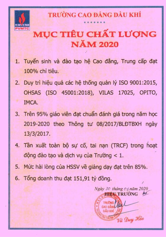 TRƯỜNG CAO ĐẲNG DẦU KHÍ