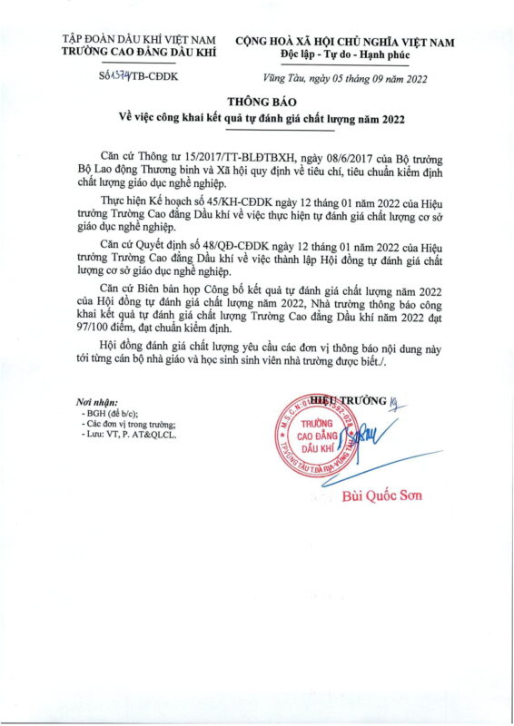 TRƯỜNG CAO ĐẲNG DẦU KHÍ