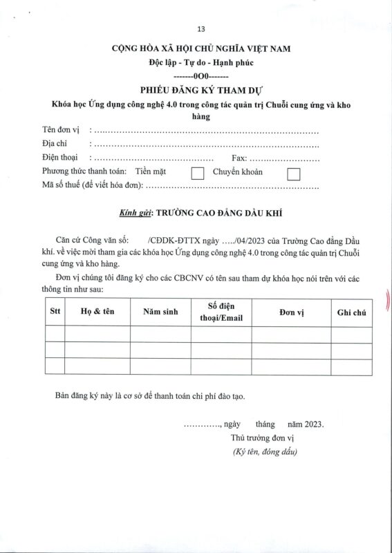 TRƯỜNG CAO ĐẲNG DẦU KHÍ