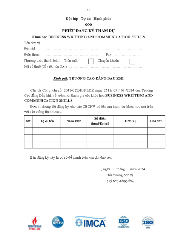 TRƯỜNG CAO ĐẲNG DẦU KHÍ