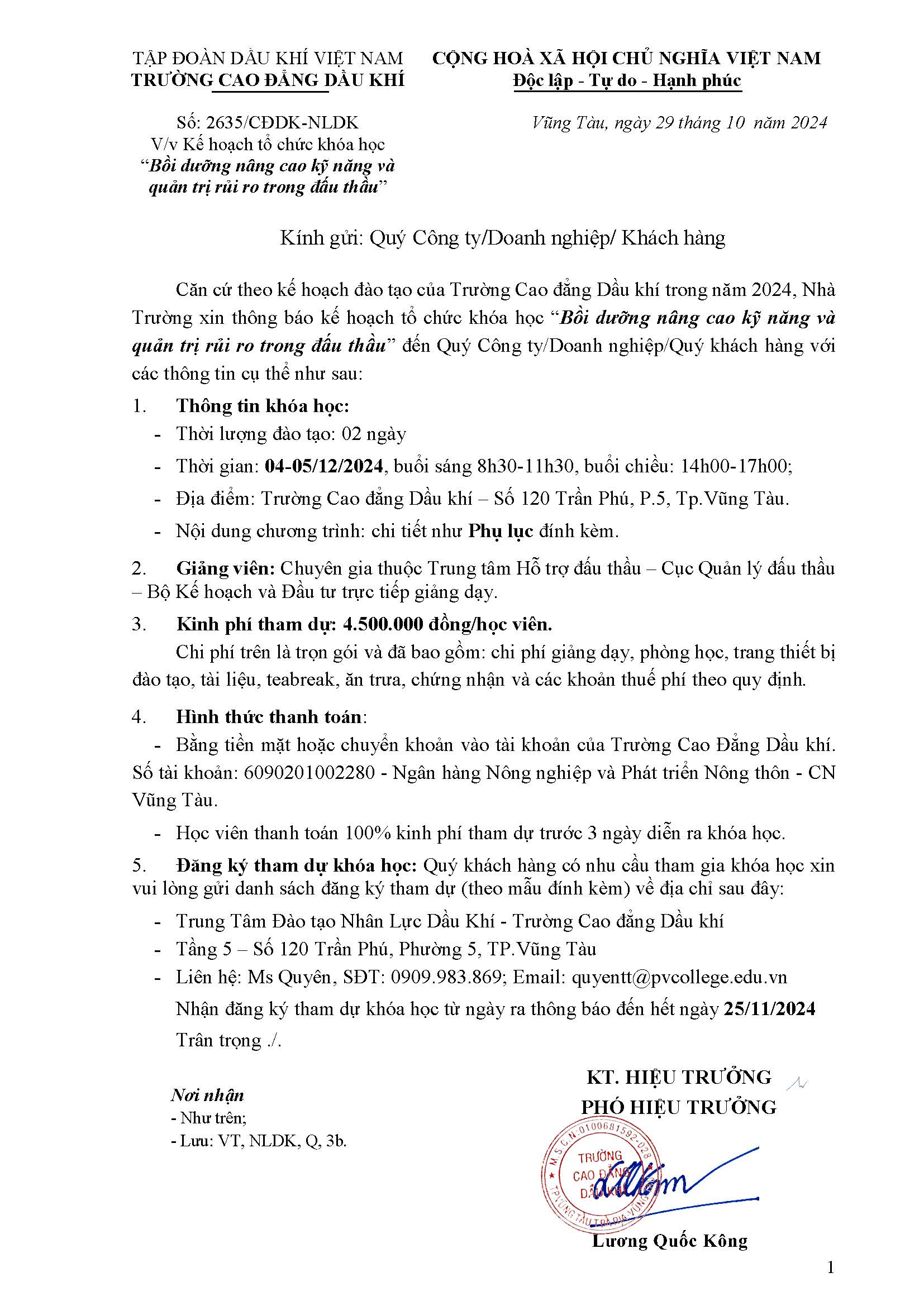 241029 Ts Khoa Hoc Boi Duong Nang Cao Ky Nang Va Quan Tri Rui Ro Trong Dau Thau Page 1