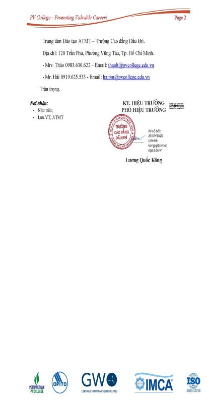 TRƯỜNG CAO ĐẲNG DẦU KHÍ