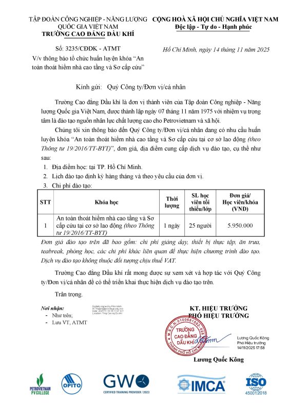 TRƯỜNG CAO ĐẲNG DẦU KHÍ