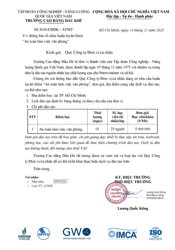 TRƯỜNG CAO ĐẲNG DẦU KHÍ