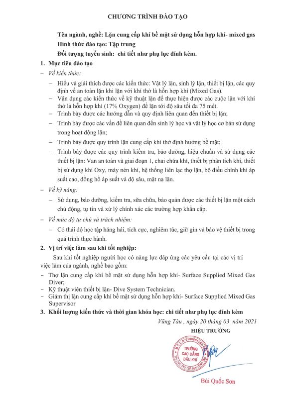 TRƯỜNG CAO ĐẲNG DẦU KHÍ