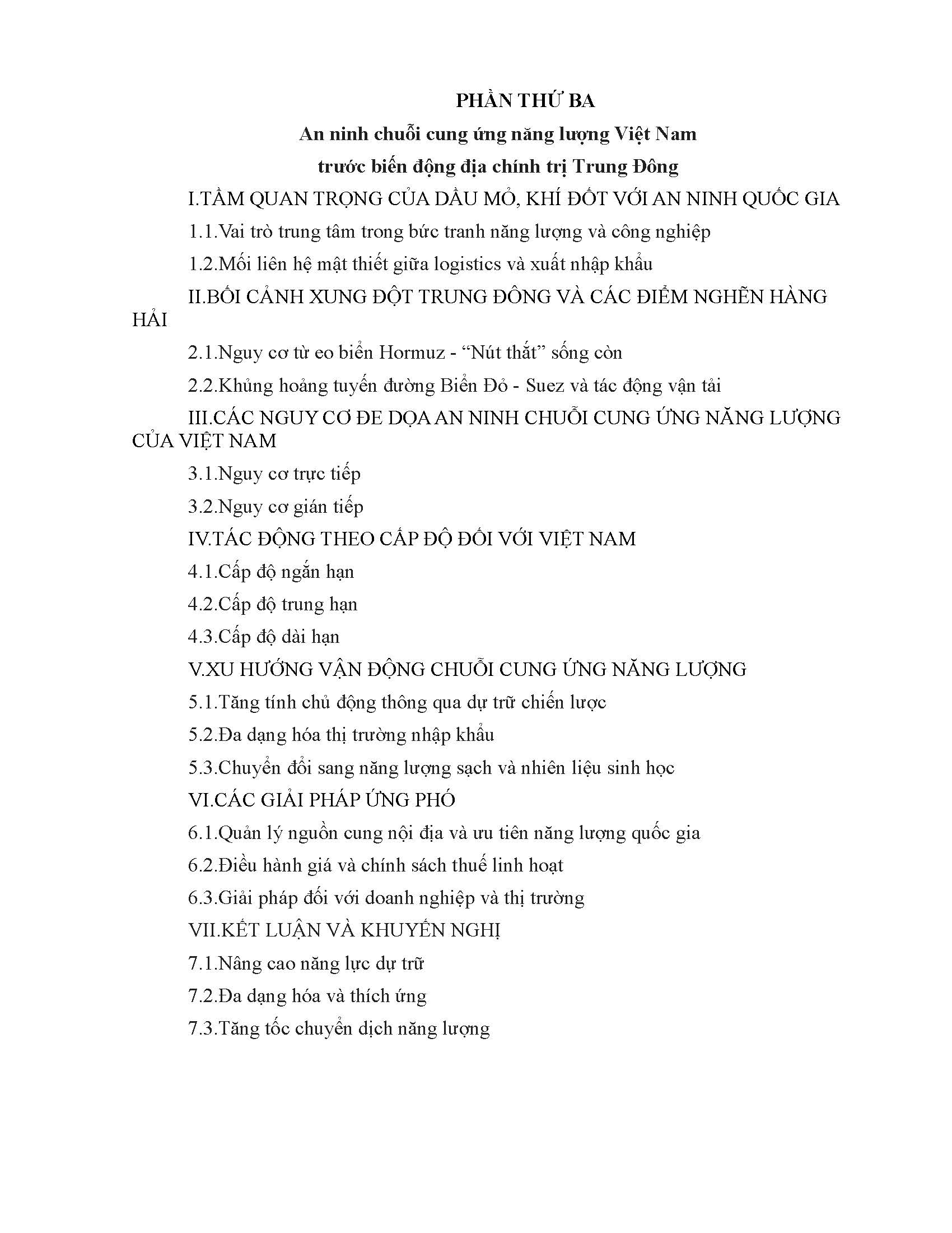 Đề xuất kế hoạch và nội dung chương trình khoá bồi dưỡng “Cuộc chiến Trung Đông và các nguy cơ đe dọa an ninh năng lượng, an ninh chuỗi cung ứng năng lượng của Việt Nam”
