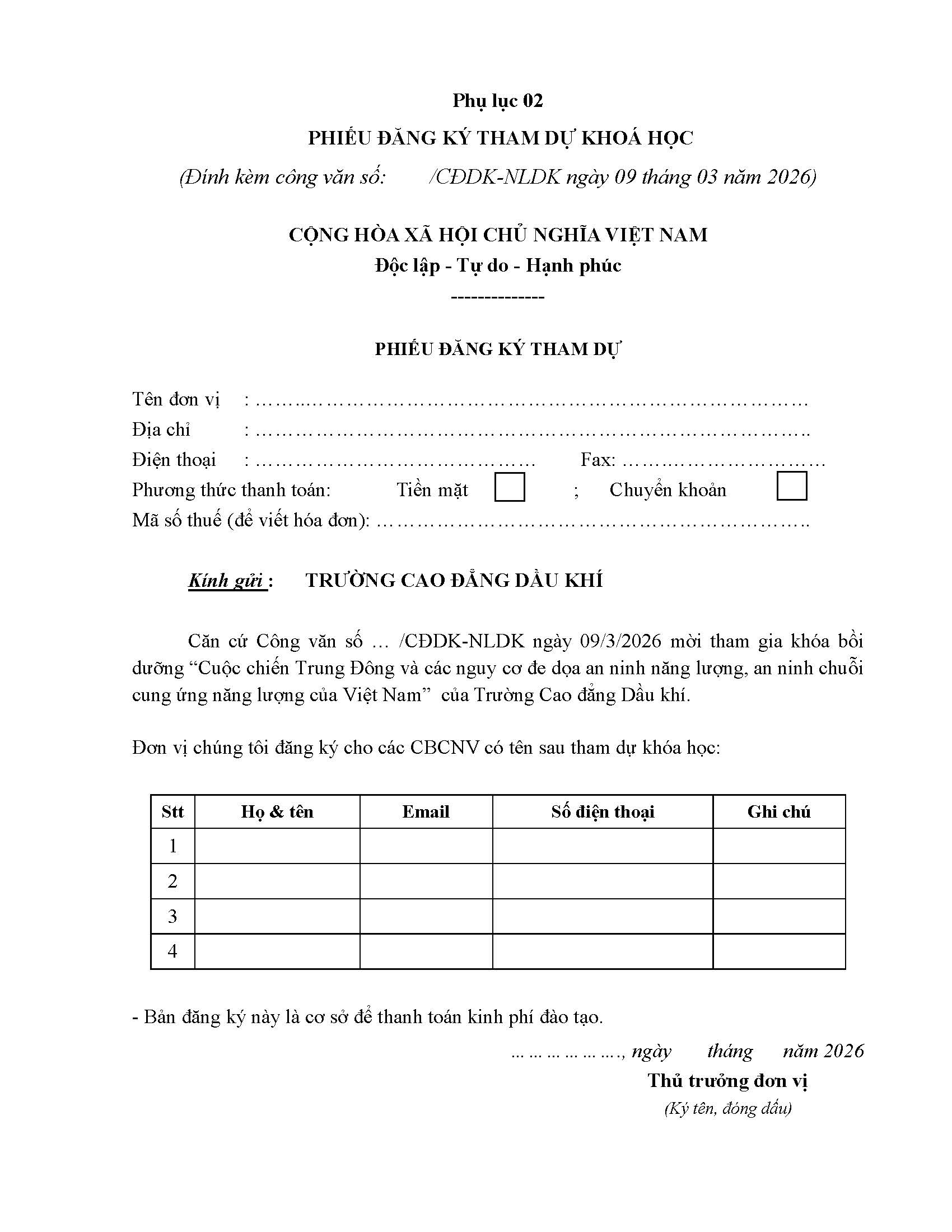 Đề xuất kế hoạch và nội dung chương trình khoá bồi dưỡng “Cuộc chiến Trung Đông và các nguy cơ đe dọa an ninh năng lượng, an ninh chuỗi cung ứng năng lượng của Việt Nam”