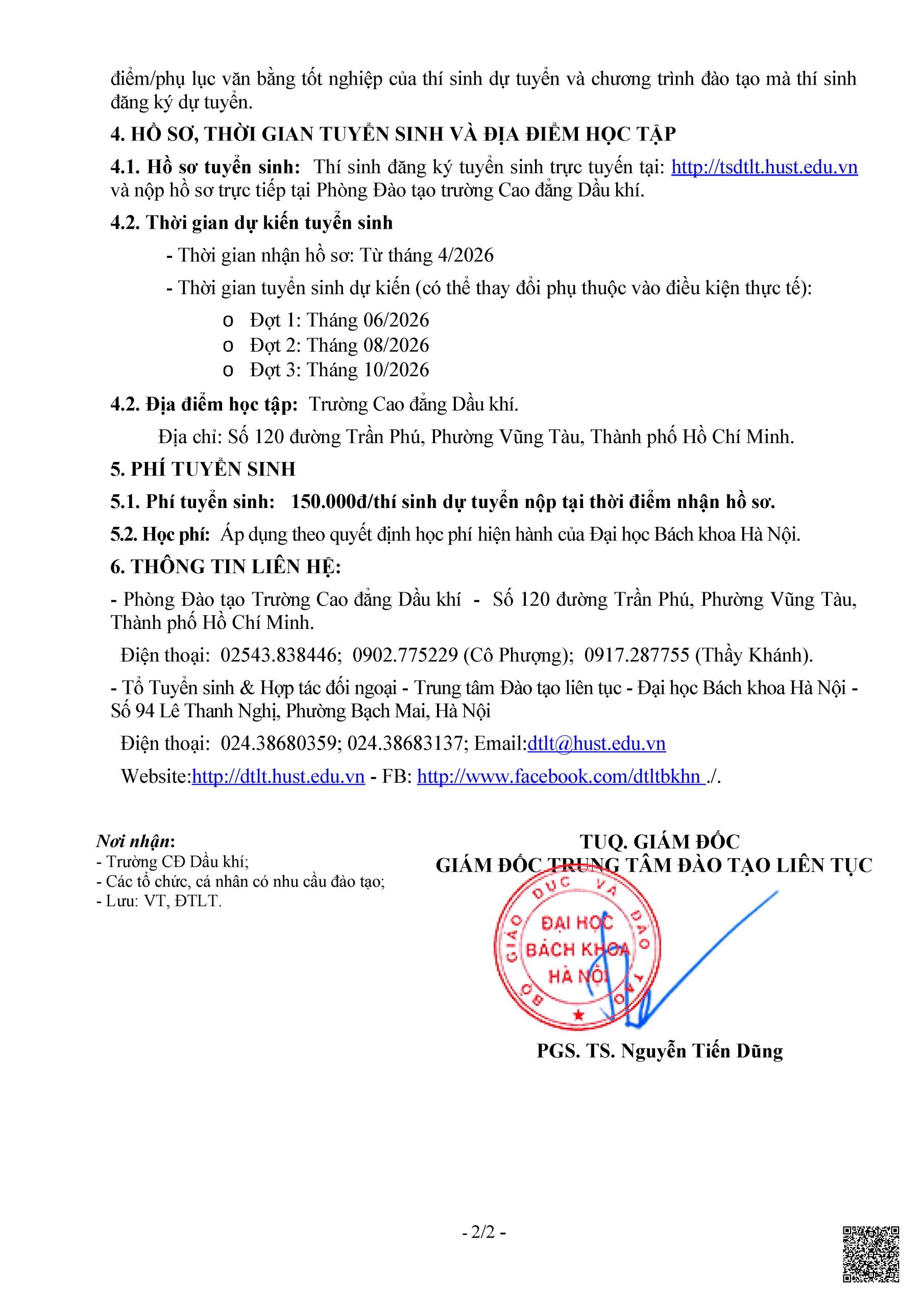 Thông báo tuyển sinh Liên thông từ Cao đẳng lên Đại học và Đại học văn bằng 2 năm 2026 của ĐẠI HỌC BÁCH KHOA HÀ NỘI