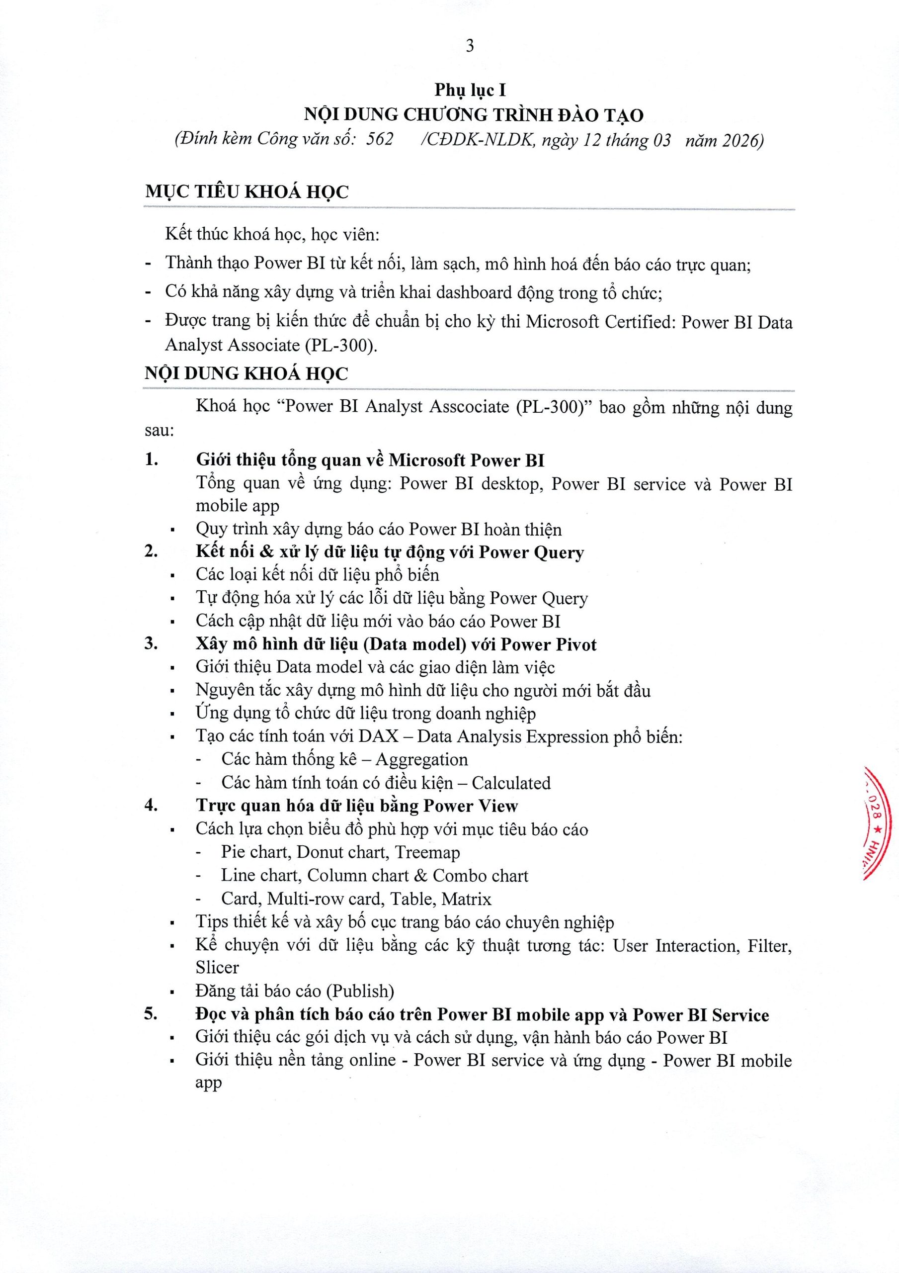 Kế hoặc tổ chức khoá học “Power BI in Oil & Gas”