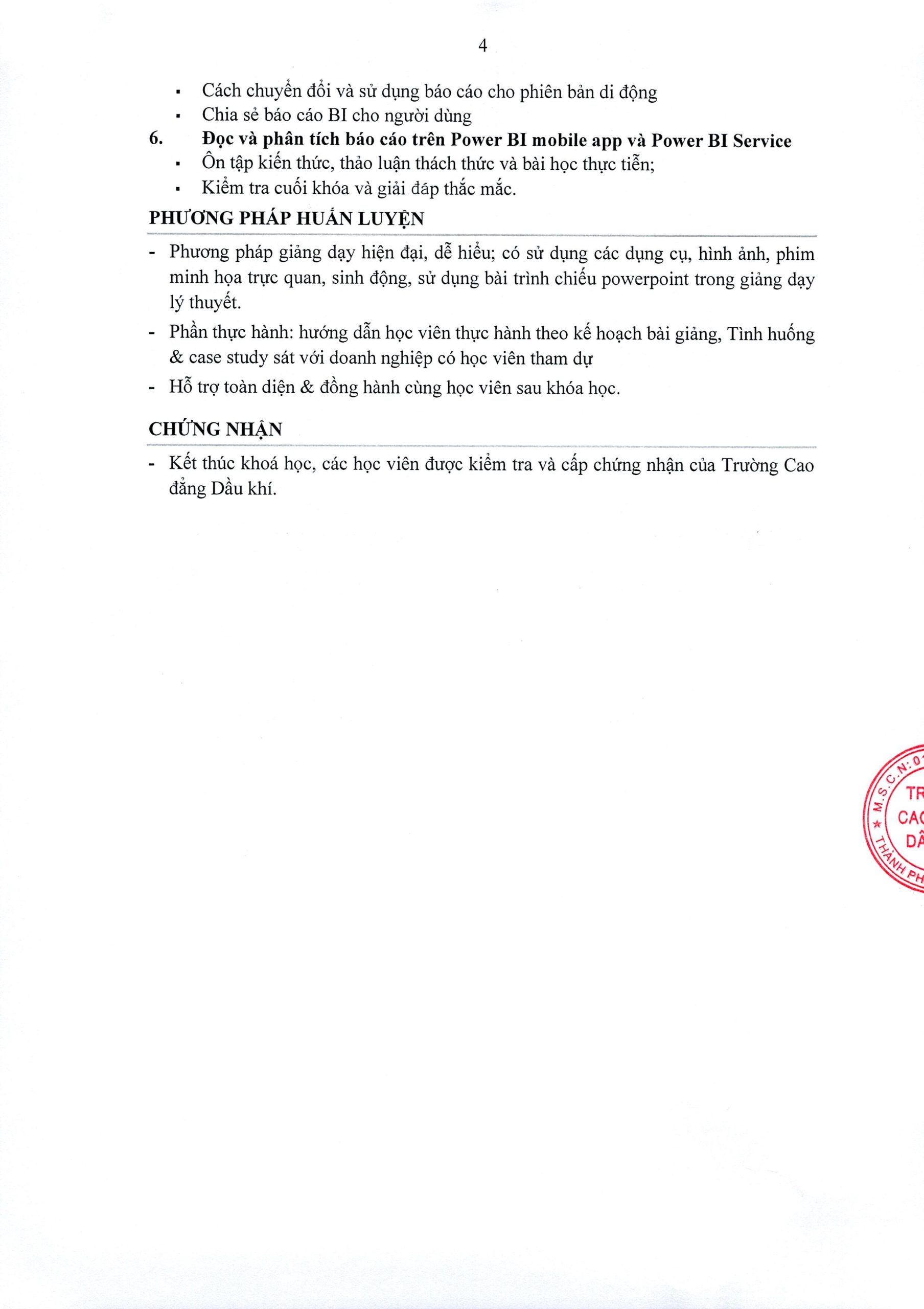 Kế hoặc tổ chức khoá học “Power BI in Oil & Gas”