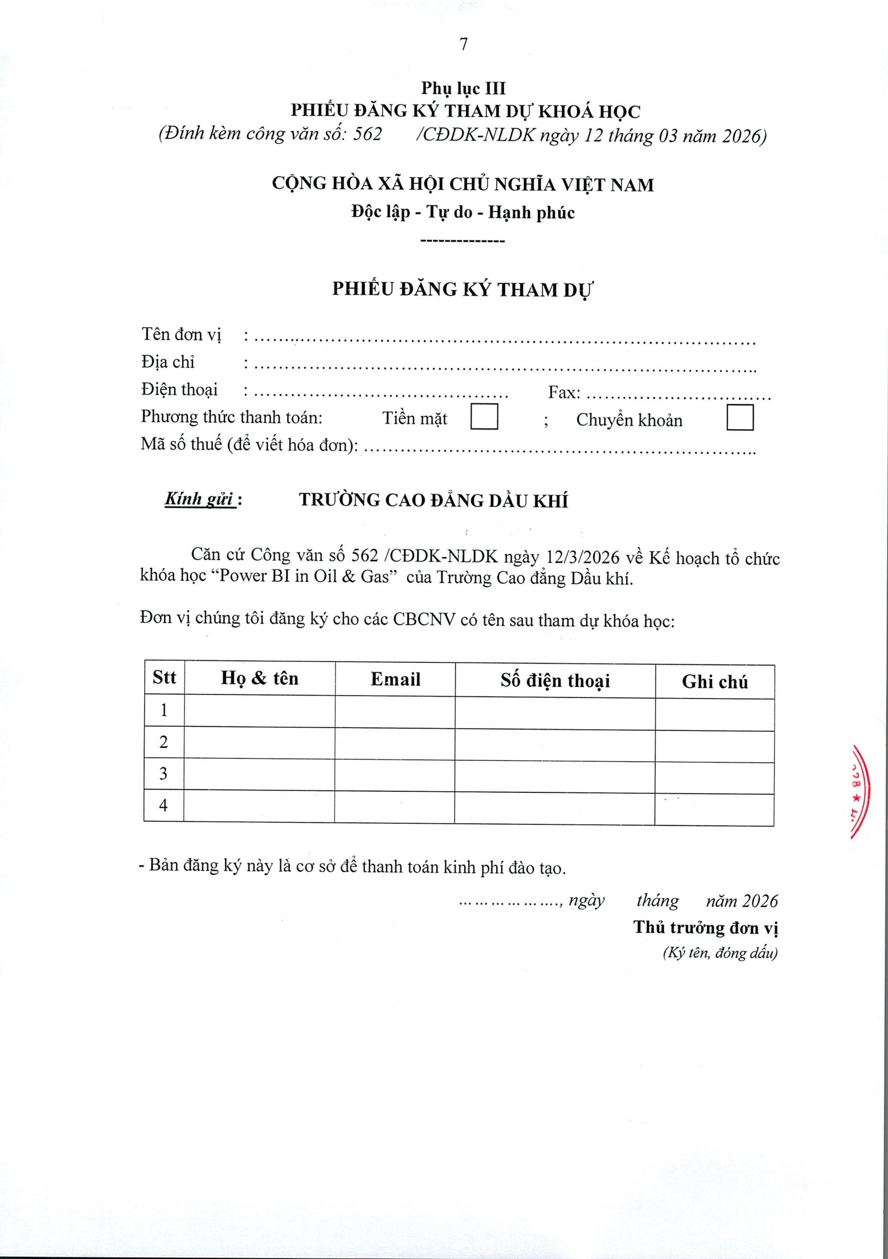 Kế hoặc tổ chức khoá học “Power BI in Oil & Gas”