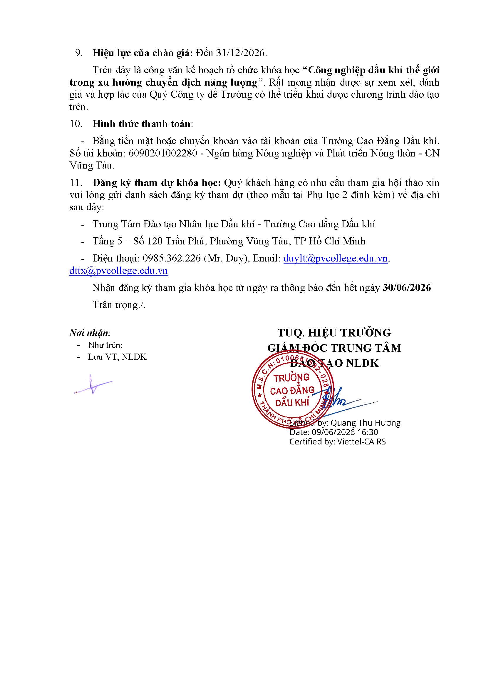 Kế hoạch tổ chức khóa đào tạo “Công nghiệp dầu khí thế giới trong xu hướng chuyển dịch năng lượng”