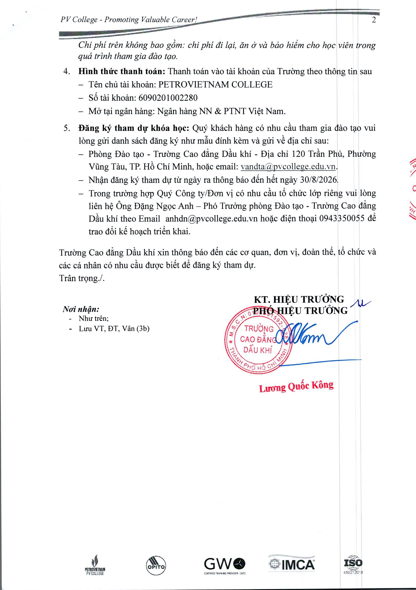 Thông báo tổ chức khóa học “Asset Integrity Management”