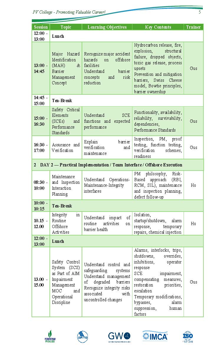Thông báo tổ chức khóa học “Asset Integrity Management”